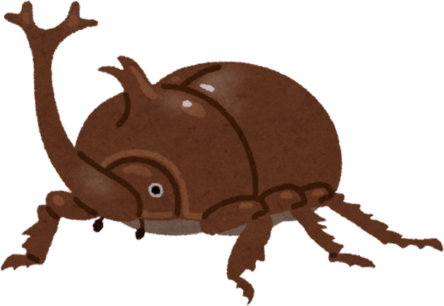 Illustration of a Male Rhinoceros Beetle (Brown)